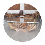 FLOWER TABLE WITH SQUARE GLASS